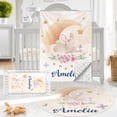 thumbnail image 1 of Kainsy Personalized Baby Crib Bedding Set - Custom Name Rabbit Pattern 3 Pcs Set - Soft Blanket with Double Layer Dotted Backing, Fitted Sheet, Room Rug for Newborns Boys Girls Shower Gift(47"x60"), 1 of 9
