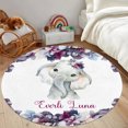 thumbnail image 1 of Kainsy Personalized Baby Girl Nursery Rug with Floral Design: Customized Elephant Small Rugs for Neutral Nurseries - Personalized Elephant Crawling Mat for Baby Boys Girls and Toddlers(2ft/24" Round), 1 of 9