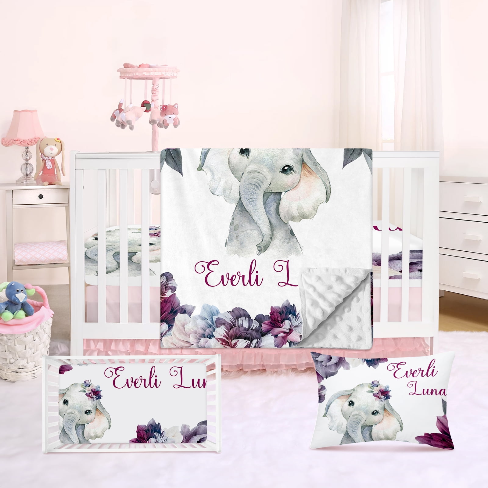 Elephant Cot Bedding MINI Crib Bedding Set, Elephant Baby