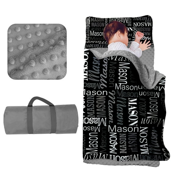 Kainsy Personalized Toddler Nap Mat for Daycare - Evulum Kids Sleeping Bag with Pillow and Blanket for Preschool Kindergarten, Custom Name Monogrammed Nap Mats Easy Carry