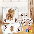 thumbnail image 1 of Kainsy Red Rose Highland Cow Crib Bedding Set, 3 Pcs, Flannel Blanket, Fitted Sheet, Nursing Pillow Cover, 30x40 inch, 1 of 5