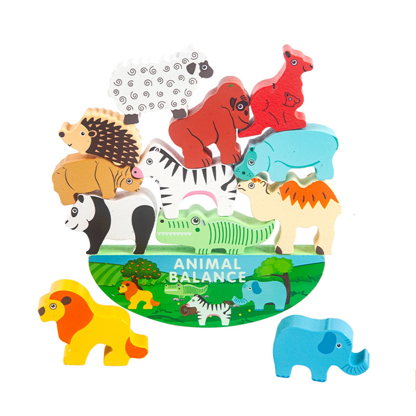 Kainuan Color Perception Identification Toy Wooden Dinosaur Stacking