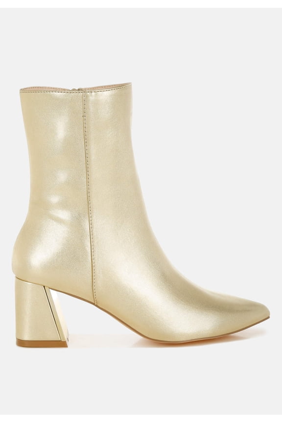 Kaira Metallic Accent Heel High Ankle Boots