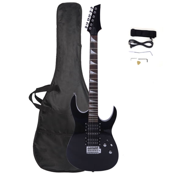 Kaireey Novice Entry Level 170 Right-Handed Electric Guitar, HSH Pickup, 24 Frets, 25.5 in Scale, Tremolo Bridge, Black