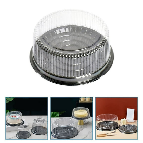 Kaireo 10-Piece 8-Inch Clear Round Cake Box Set,Transparent Baking Packaging Containers for Birthday Cakes and Pastries,Stackable Design with Secure Lid for Freshness