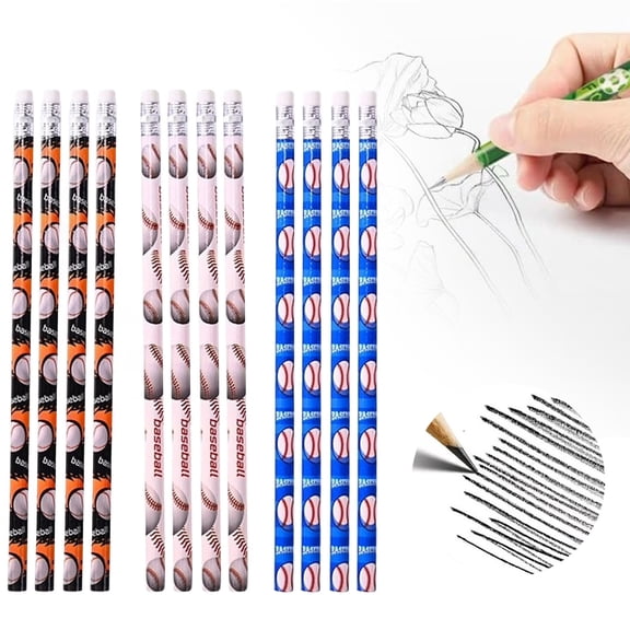 Kaireo 12 Pack Soccer Themed Wooden Pencils with Erasers, Football Sports Stationery, Multipurpose Writing Supplies for Clasroom, Birthday Party and Daily Use