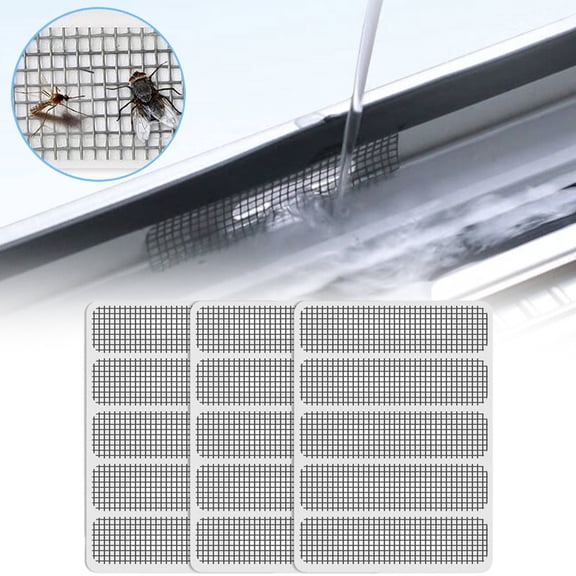 Kaireo 15 Pack Grey Weep Hole Cover Screen Patches, Self-Adhesive Fine Mesh for Window Frames, Sliding Doors, and Door Tracks – Anti-Mosquito Insect Barrier, Waterproof Drainage Hole Sticker