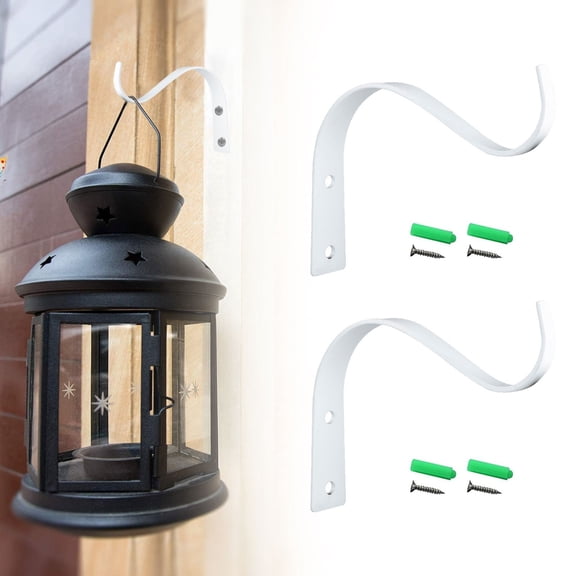 Kaireo 2 Pack White S-Shaped Wall Mount Plant Hook. Heavy Duty Decorative Hanging Bracket for Plants Bird Feeders and Wind Chimes. Rustproof Indoor Outdoor Garden Hanger for Flower Pots Lanterns