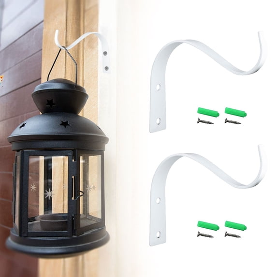 Kaireo 2 Pack White S-Shaped Wall Mount Plant Hook. Heavy Duty Decorative Hanging Bracket for Plants Bird Feeders and Wind Chimes. Rustproof Indoor Outdoor Garden Hanger for Flower Pots Lanterns