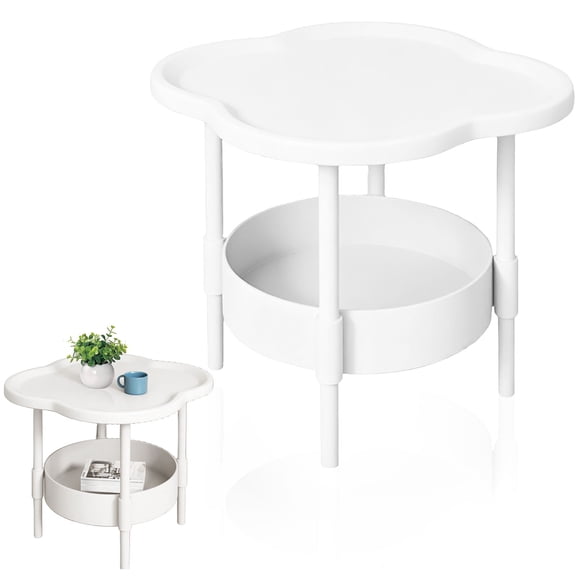 Kaireo 3 Tier Side Table End Table with Removable Tray, Small Space Saving Nightstand for Living Room Bedroom Balcony, Stainless Steel Coffee Sofa Side Table Easy Assembly