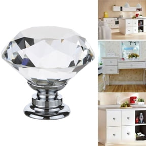 Kaireo 30mm Elegant Glass Cabinet Knobs, Decorative Round Pull Handles for Kitchen Drawer, Dresser and Wardrobe Cupboard