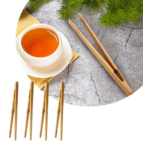 Kaireo 4-Piece Bamboo Clip Set (Order Four,Please Note That the Order Is Four Per Set in an Opp Bag)Reusable Tongs Wooden Toaster Tongs for Cooking & Holding Ideal Kitchen Utensil for Cheese Bread
