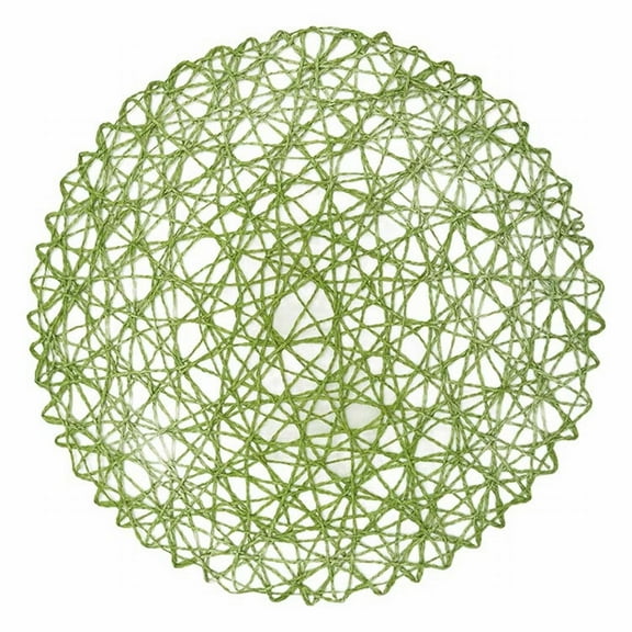 Kaireo 6Pcs Green Placemats,6 Pack Fine Paper Rope Messy Knitting Placemats Paper Placemats Restaurant Table Decoration Kindergarten Diy Props Background Plate Mat