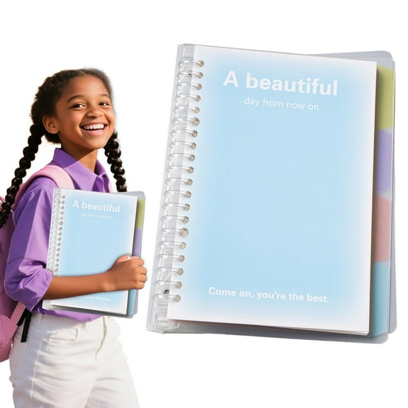 Kaireo A5 Loose-Leaf Notebook,Cute Plastic Cover with 60 Pages for Study and Notes,Refillable Journal with Customizable Layout,Portable and Practical for S-chool or Personal Use