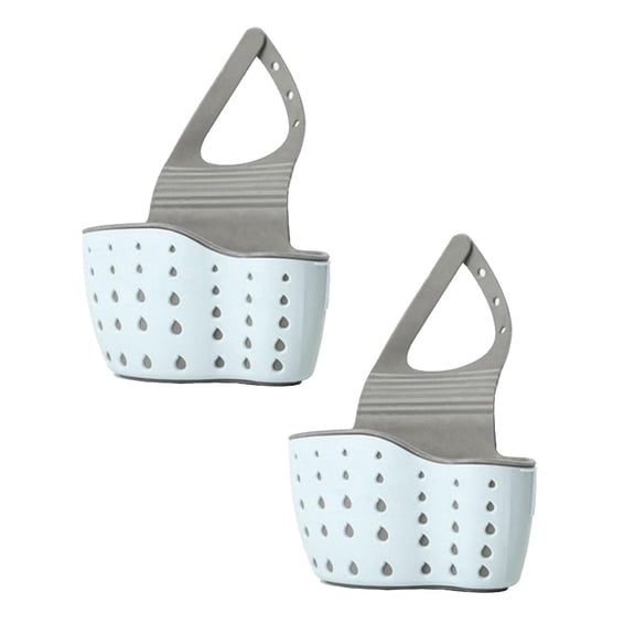 Kaireo Adjustable Rubber Clip Sink Caddy 2 Pack, Hanging Sponge Holder Organizer for Kitchen Sink Edge, Dish Brush and Scrubber Storage Rack with Drainage Holes – 2 Count