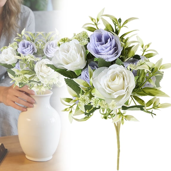 Kaireo Artificial Grave Memorial Bouquet, 1 Bundle Weather Resistant Plastic Flowers, Long Lasting Floral Decor for Cemetery, Mausoleum and Daily Tabletop