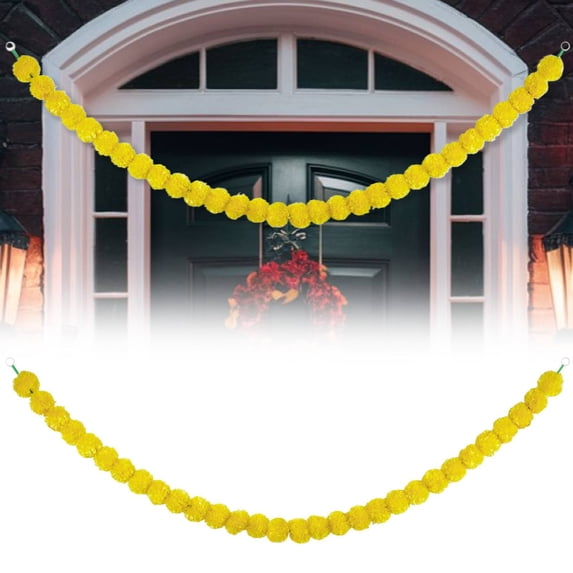 Kaireo Artificial Marigold Garland for Decoration 1 Pcs, 5 FT Yellow and Red Flower Garland for Diwali, Halloween, Wedding, Pooja, and Party Decor – 1 Pack