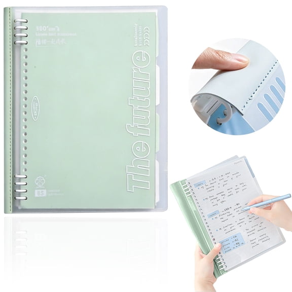 Kaireo B5 Loose Notebook with 180° Flat Lay 4 Colors 60 Sheets Lined Pages Detachable (27.2×21.9Cm)