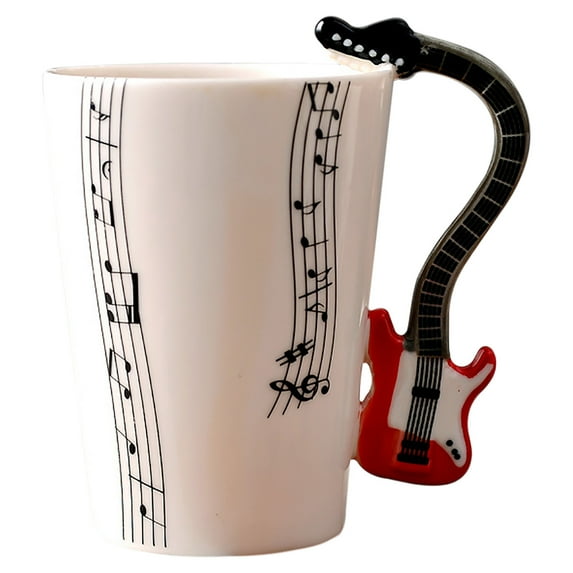 Kaireo Ceramic Electric Guitar Mug,Musical Instrument Themed Coffee Cup With Music Note Design,Ideal For Musicians And Music Lovers,10-Ounce Capacity For Drinks And Gifts
