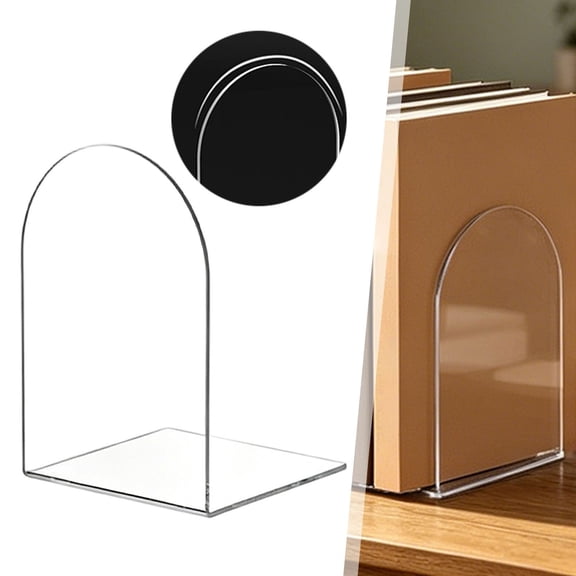 Kaireo Clear Acrylic Bookends 1 Pc, Transparent L-Shape Book Stopper with Non-Skid Bottom, Sturdy Bookshelf Organizer for Heavy Books, CDs, Vinyl Records – 1 Piece