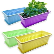Kaireo Clearance, Thickened Rectangular Pot Gardening Vegetable Planting Box, Flower Window Pp Resin Rectangular Window Planters Vegetables Growing Container Garden Flower Pot for Balcony with Tray