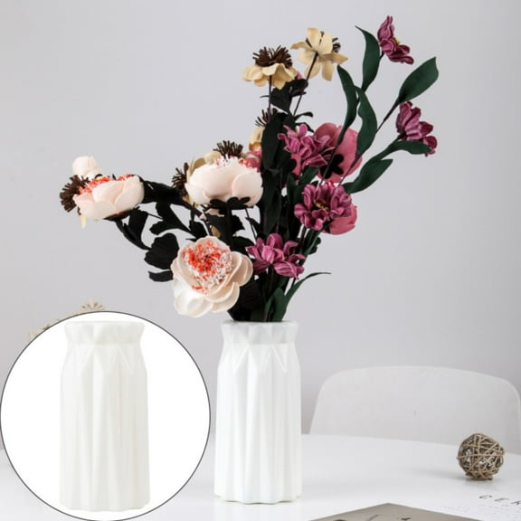 Kaireo Creative Plastic Vase White,Decorative Home Flower Arrangement Vase Ornaments for Flowers Ceramic Vase for Decor,Modern Decorative Vase,For Living Room Table Shelf Home Decor Gift
