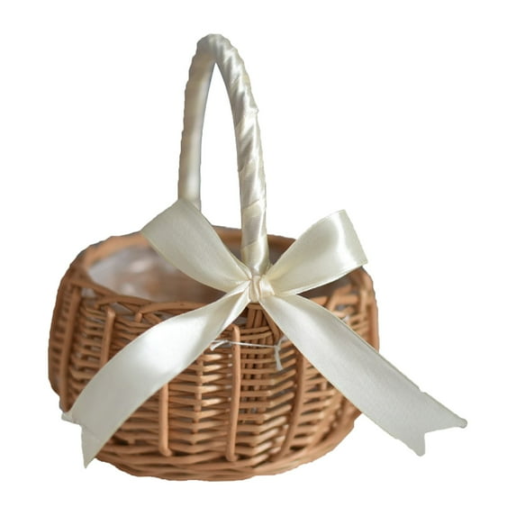 Kaireo Handwoven Wicker Flower Basket with Handle and Plastic Insert,Decorative Easter Egg and Garden Basket for Home Decor,Charming Rustic Design for Floral Arrangements and Display