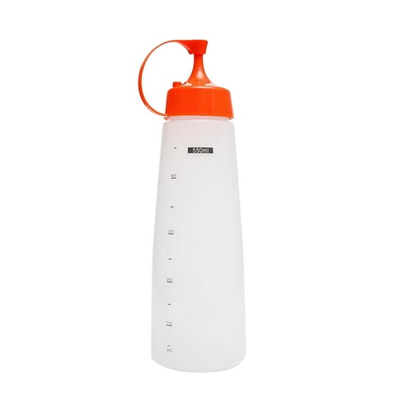 Kaireo Leak Proof Squeeze Bottle with Scale, Multi-Purpose Plastic Dispanser, Clear Measured Container for Oil, Sauce and Salad Dressing
