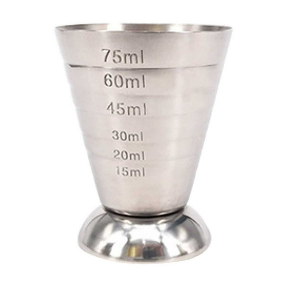 Kaireo Measuring Cocktail Glassmeasuring Cup Cocktail Jigger Stainless Steel Graduated Cup for Liquid Or Dry Mini Shot Glass Up to 2,5Oz 75Ml Silver