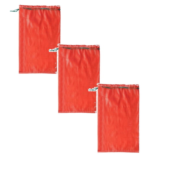 Kaireo Mesh Produce Bags Reusable Breathable, Hanging Onion Potato Storage Net with Drawstring for Crawfish, Veggies, 18.5x10.24 Inch 3-Pack