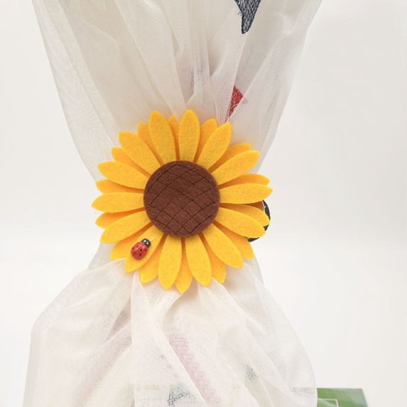 Kaireo No Drill Sunflower Curtain Tiebacks, Stylish Floral Curtain Holdback Holders, Easy Install Decorative Window Curtain Accessories 1PC