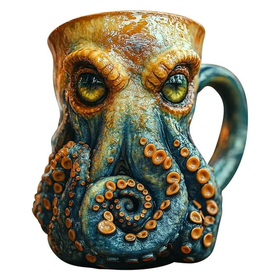 Kaireo Octopus Themed 3D Tankard Beer Mug,Medieval Kraken Design for Themed Bars and Restaurants,Collector's Dragon Motif Decoration Drinkware
