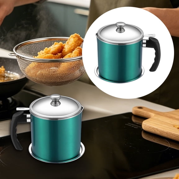 Kaireo Oil Filter Pot 304 Stainless Steel 1.2L Fine Mesh Strainer with Lid Grease Keeper for Home Kitchen Frying Oil - Shop Now