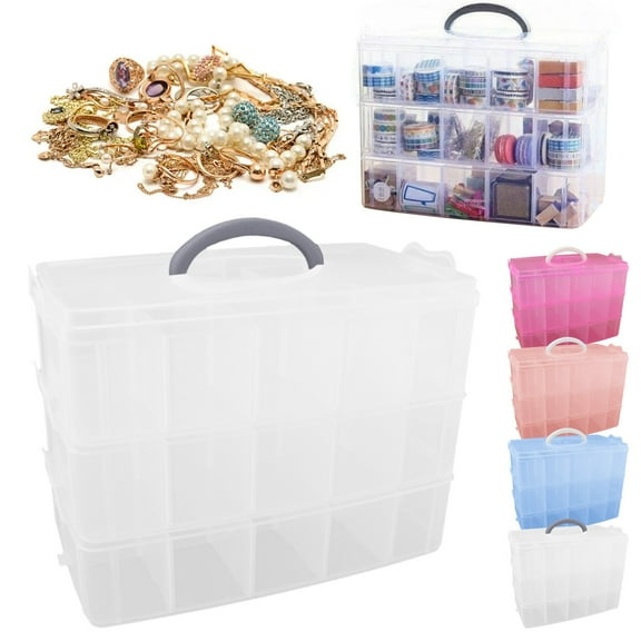 Kaireo Plastic Craft Beads Storage Organizer Box , Portable Jewellery Tool Storage Case for DIY Handmade Jewelry Making Supplies