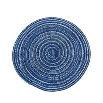 Kaireo Round Cotton Yarn Placemat Insulation Western Placemat Woven Table Mat Blue,Placemats Washable Woven Vinyl Placemats for Dining Table Easy To Clean Plastic Placemats