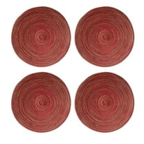 Kaireo Round Placemats Set of 4 Round Table Placemats Braided Cotton Place Mats 15 Inch for Kitchen Dining Table Holiday Party,Red Color Placemat 4Pcs,Ae