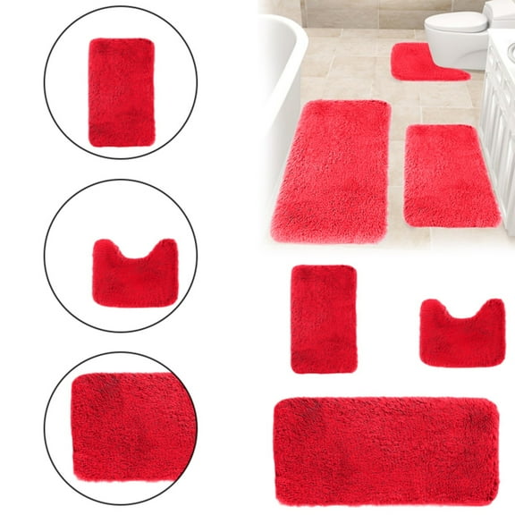 Kaireo Silky Bathroom Three Piece Set Red, Independence Day, Labor Day Claerance Sale Limited Quantity !