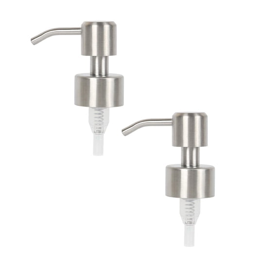 Kaireo Soap Dispenser Pump Replacement 2PCS, 304 Stainless Steel 24mm Thread Pump Head for Hand Liquid Soap & Lotion – Brushed Finish, Rust-Proof, Universal Fit for Kitchen & Bathroom Bottles