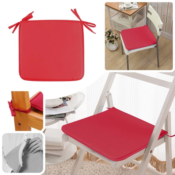 Kaireo Strap‑Fixed Thick Fabric Seat Cushion, Square Round Solid Color Pad for Indoor Outdoor Dining Use