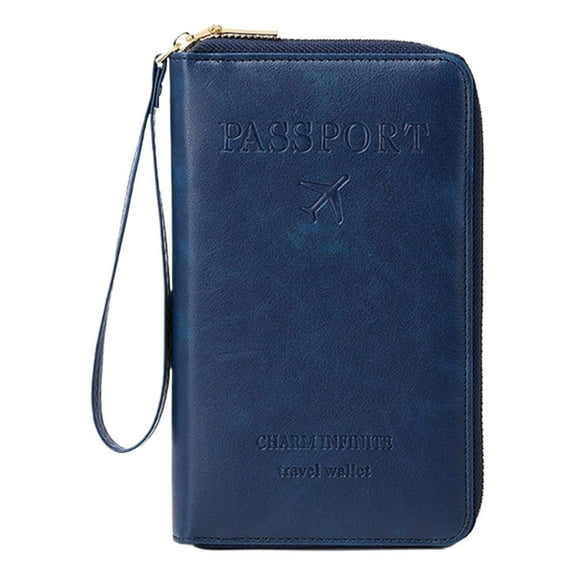 Kaireo Summer Simple Plain Passport Cases Back to School Charm Infinite Travel Wallet Multi Functional Zipper Travel Card Holder Rfid Blocking Card Holder,Passport Holder, Ticket Storage, Dark Blue