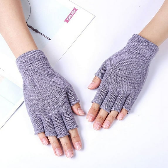 Kaireo Unisex Fingerless Knitted Gloves,Warm Half-Finger Mittens for Men & Women,Breathable Knit Design with Touchscreen Compatibility,Stretchable Comfort for Outdoor Activities,Driving,Daily Use