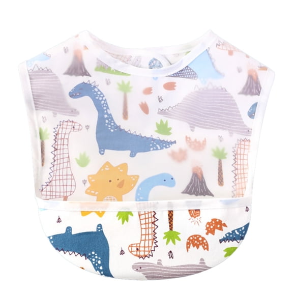 Kaireo Waterproof Baby Feeding Bib Dinosaur,Baby Set Toddler with Crumb Catcher Pocket & Snap Button Baby Feeding for 6 24 Months,Include:1*Bib