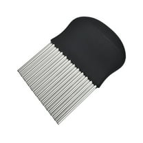 Kaireo Wavy Knife Potato Cutting,Potato Carrot Vegetable Crinkle Wavy Chopper Cutter French Fry Slicer Easy Quick Kitchen Tool Stainless Black,Kitchen Food Slicer Guide for Neat Slicing