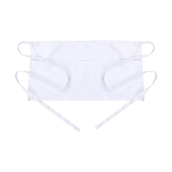 Kaireo White Half-Length Apron,Milk Tea Waiter Work Clothes for Men and Women Beauty Salon Painting Polyester Cotton Apron Half Length Apron