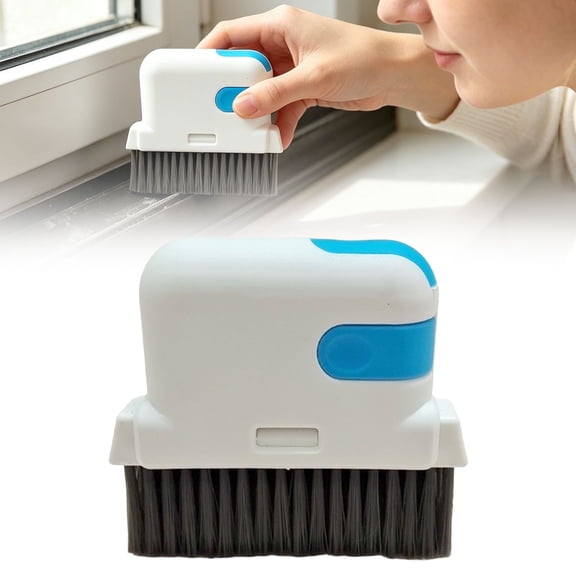 Kaireo Window Track Cleaning Brush, Multi-functional Hard Bristle Groove Cleaner with Scraper for Sliding Door Tracks, Tile Grout & Car Vents – Ergonomic Non-Slip Handle