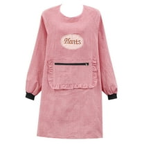 Kaireo Women'S Long-Sleeved Apron Pink,Women Long Sleeve Aprons Oil Proof Cotton Home Kitchen Cooking Clean Apron Pocket,Include:1Pc Apron