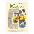 thumbnail image 1 of Kairo (Cairo) Egypt - via Beirut with Clipper Planes - Pyramids - Vintage Airline Travel Poster c.1953 - Master Art Print (Unframed) 9in x 12in, 1 of 4
