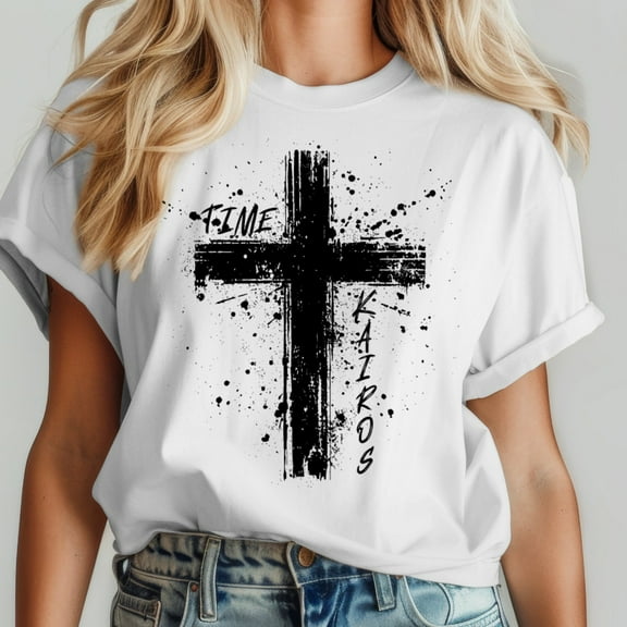 Kairos Time Christian Cross Shirt: Bible Verse T-Shirt All Size S-5Xl