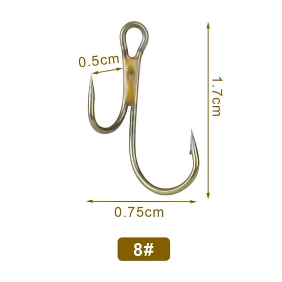 Kairuite 20pcs Double Fishing Hook High Carbon Steel Golden Barbed Hook Zander Fishhooks 8#