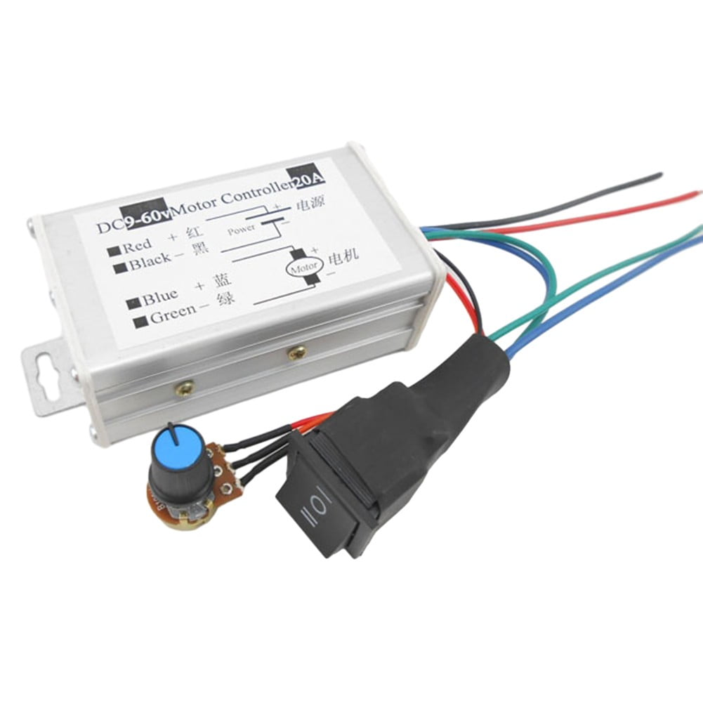 DC Motor Speed Controller – 9-60V Input, 20A 1200W PWM, With Forward/Reverse & Knob